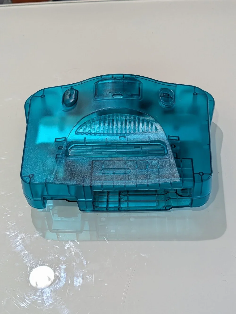 Transparent Ice Blue Nintendo 64 N64 Videogame Console (NUS-001) with Jumper Pak